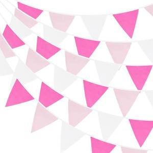 lot 2069 image: GCQQ 40Ft Hot Pink Pennant Banner Flags, Fabric Pennant Banner, Triangle Flag Banners, Hot Pink Party Banner Decoration for Barbie, Flamingo, Wedding, Birthday, Baby Shower Party Decoration