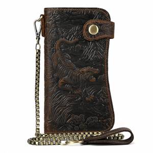lot 2118 image: LUUFAN Menfts Genuine Leather Long Wallet Chain Wallet Card holder Wallet with Coin Pocket