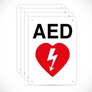 lot 2172 image: 4 Pack � 7x10 Acrylic AED Sign for Wall � 55mm Thick Clear Durable Acrylic Sign for Offices, Schools, Gyms and Public Safety