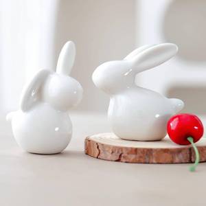 lot 2176 image: EASIMECOR Ceramic Rabbits Easter Bunny Figurine Porcelain Rabbit for Easter Decoration Spring Decoration Gifts Bunny Statues for Home Decor