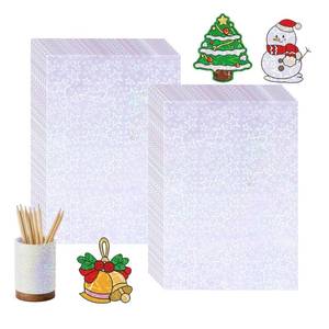 lot 2390 image: 20 Sheets Holographic Sticker Paper,A4 Size Transparent Vinyl Sticker Sheets,Waterproof Glossy Self Laminating Sheets for DIY,Scrapbooking,Stickers,laptops,Windows (Five-Pointed Stars)