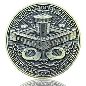 lot 2416 image: LZWIN U.S. Correctional Officer Challenge Coin - 1.57 Inch Zinc Alloy Coin with Motivational Prayer - Integrity, Safety, Justice and Respect Gift for Law Enforcement Professionals