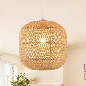 lot 3341 image: QianZhan Hand-Woven Rattan Pendant Light, 11in Rattan Chandelier Boho Wicker Hanging Lighting Fixture Coastal Pendant Lights for Kitchen Island Dining Room Bedroom Foyer Entrance