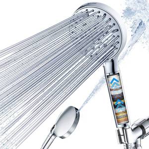 lot 4317 image: Shower Head, LumeTon High Pressure Filtered Shower Head with Handheld for Hard Water. 7 Modes, Silver, LMTUSHS01