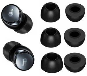 lot 4319 image: JNSA Compatible with Soundcore Space A40 Foam Ear Tips, Noise Canceling Memory Foam Ear Tip Replacement for Soundcore by Anker Space A40, SML 3 Size 3 Pairs,Black (2143PB)
