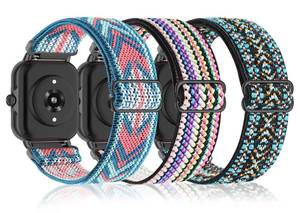 lot 4321 image: Bolesi 3 Pack Stretchy Nylon Watch Band Compatible with Amazfit Bip 6Bip 5Active MaxBip MaxBalance 2Balance,22MM Soft Replacement Sports Strap for Amazfit GTR 43Cheetah 2 Ultra Women Men