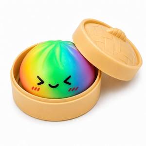 lot 4375 image: Rainbow Dumpling Squishies Stress Balls,Colorful Squeeze Dough Ball Fidget Sensory Toys,Stretchy Hand Desk Toy with Food Steamer for Stress Relief Gift