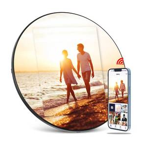 lot 5260 image: Digital Mirror Picture Frame, Touch Screen Smart WiFi Round Photo Frame Electronic, 32GB Storage, Share Photos and Video with App, Circle Vanity Mirror for Desk, Wall, Room Decor