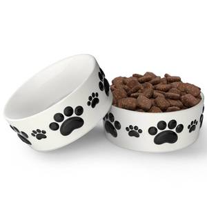 lot 5272 image: Ceramic Dog Bowls for Small Size Dog - 5ftft Round  2 Tall Dog Food Bowl and Water Bowl Set of 2 - Small Dog Bowls with Anti-Slip Rings - 2 Cups Food and Water Bowls for Dogs and Cats
