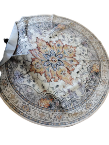 lot 5310 image: Round Area Rug with Floral Center Medallion Design 83 in diameter