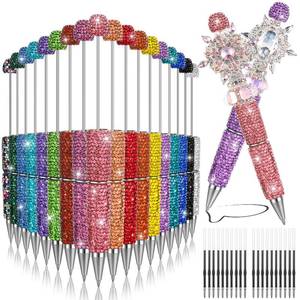 lot 6369 image: LHSYFBZ Glitter Beadable Pens, 38Pcs Full Rhinestone Fancy Pens for Beads, Diamond Beaded Pen Kit for DIY Craft Making Christmas Birthday Favor(Multicolor) incomplete