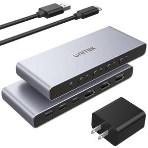 lot 6373 image: Unitek USB C HDMI Switch 4 Computers 1 Monitor 4K60Hz Type-C HDMI Switcher with EDID Quick Switch Mode,Supports HDCP 2.3 HDR10 Dolby Vision HLG VRR-Compatible with Laptops PC PS5 Xbox Ipad Phone