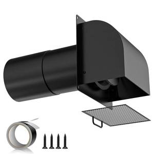 lot 6379 image: Upgraded HonandGuan 4 Inch Hooded Wall Vent with Magnetic Flap and Removable Mesh, Dryer Vent Cover Outside Arc-Shaped 4ftft Exhaust Vent for DryerBathroomKitchen Range Hood(Galvanized Steel, Black)