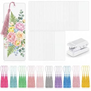 lot 6380 image: Fuyoooo 301 Pcs DIY Bookmark Making Kit 150 Bookmark Laminating Pouches 5 Mil Hot Laminator Sleeves with 150 Tassels and Puncher Fit Most Pouch Laminating Machines(Light Color,2.36 x 6.3 Inches)