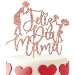lot 10118 image: Feliz Dia Mama Cake Topper, I Love You Mom, Best Mum Ever, Happy Motherfts Day Party Decorations Supplies, Rose Gold Glitter