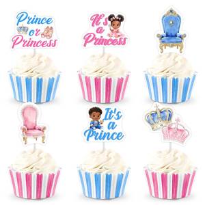 lot 10120 image: Sursurprise Prince or Princess Gender Reveal Decorations, 36PCS Prince or Princess Cupcake Toppers for Royal Gender Reveal Party Supplies
