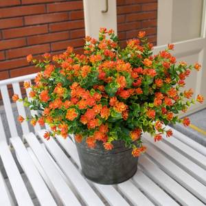 lot 11351 image: VDVST Fall Artificial Flowers for Outdoors, 12 Bundles UV Resistant Artificial Outdoor Flowers, Not-Fading Plastic Faux Fall Flowers for Outdoor Planters for Home Garden Porch Yard Decor, Orange