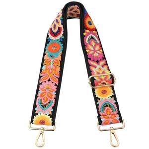 lot 12066 image: MIRIFRIGE Crochet Flower Purse Strap,Knit Wide Replacement Crossbody for Shoulder Strap Bag Adjustable 2inch Guitar Strap (Floral black)