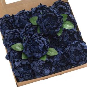 lot 17535 image: Lingfts moment Flowers 16pcs Navy Blue Blooming Peonies Artificial Flowers with Stem, Artificial Peony Flowers for DIY Wedding Decorations Centerpieces Bouquets Boutonnieres