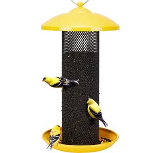 lot 19003 image: Kingsyard 2 Pack Finch Feeders for Outdoors Hanging, Metal Mesh Tube Bird Feeder for NyjerThistle Seed, 2.5 lbs Large Capacity (Yellow)
