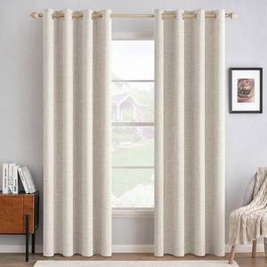 lot 19073 image: MIULEE 100percent Blackout Linen Curtains for Bedroom Thermal Insulated Birch Grommet Room Darkening Curtains and Drapes for Living Room 52 x 84 Inch (2 Panels)