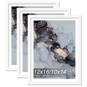 lot 19074 image: Fxojyvo White 12x16 Frame Set of 3, Display Picture 10 x 14 with Mat or 12 x 16 Without Mat, Wall Hanging Large Picture Frame for Diamond Art Painting 30cmx40cm - 3 Packs