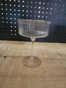 lot 19077 image: Clear Plastic Coupe Cocktail Glass with Gold Rim 4 Inch Diameter (Approx 80)