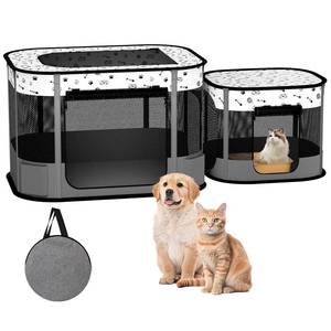 lot 19082 image: DESELL Portable Cat Playpen, 8-Rod Reinforced Kitten Dog Puppy Playpens, Foldable Play Pen for Indoor Cats Enclosed Pet Kitty Doggy Outdoor, Collapsible Tent Kennel Cage Corral