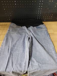 lot 20110 image: Maternity Tummy Control Light Blue Denim Jeans with Black Waistband (Large)