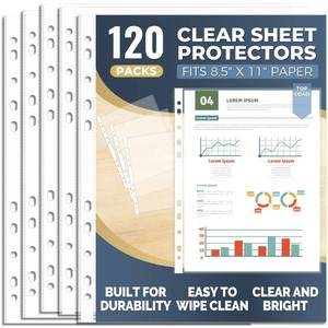 lot 20115 image: Pauuooa120PackClearSheetProtectors8.511Inch,PlasticPageSleevesfor3RingBinder,TransparentLetterSizeDocumentCovers,TopLoading,forPaperDocuments,Home,SchoolandOfficeUse