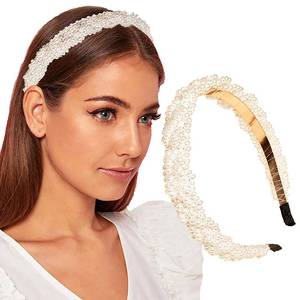 lot 20159 image: LOHGOU Pearl Headband for Women Girls, Wedding Bridal Headpiece Hairband Hair Accessories for Prom Birthday Party (Pearl, One Size)