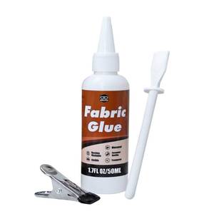 lot 20166 image: Breliter Fabric Glue Permanent, 50ML Washable Clear Clothing Adhesive for Clothes, Denim, Leather, Patches and Rhinestones, Flexible Bond, No-Sew � Includes Spatula and Clamp (1.7 fl oz)