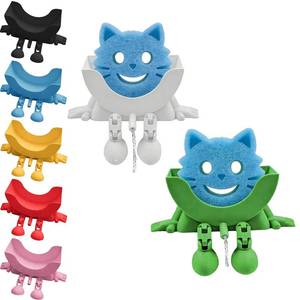 lot 20210 image: 2 Pcs Cute Hanging Sponge Holder with Drainage, 3D Printed Sponge Holder for Kitchen Sink, Funny Sponge Stand Suitable for Scurb Daddy, Peeing Scrub Sponge Holder (GreenBlack)