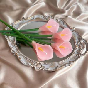 lot 20220 image: MTLEE 4 Pcs 11.4 Inch Calla Lily Flower Shaped Candles Pink Wedding Candles Bridal Shower Favors Realistic Beeswax for Guests Return Gifts Keepsakes Giveaways