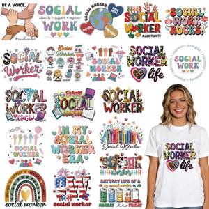 lot 20245 image: Dazoratix Social Worker Iron on Transfers - 24 Sheets Happy Social Work Month DTF Transfers Ready to Press Bulk Heat Patches Stickers Vinyl Decals for T Shirts Clothes Bag DIY Crafts Gifts Decorations