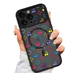 lot 20256 image: AIGOMARA Magnetic Case for iPhone 14 Pro Compatible with MagSafe Cute Cherry Heart Pattern Design Soft TPU Bumper Hard PC Back Anti-Fall Shockproof Camera Proctive Slim Cover