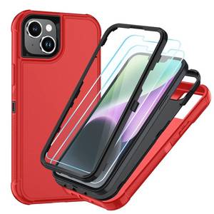 lot 20258 image: SunStory Compatible with iPhone 14 Plus Case with HD Screen Protector, 3-Layer Heavy Duty Full-Body Cover,3 in 1 Hybrid Protective Case for iPhone 14 Plus 6.7in,Red