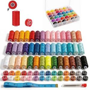 lot 20290 image: VIZOSHI Sewing Thread Kit with Prewound Bobbins, 90PCS 36 Colors Polyester Thread Set, 400 Yards per Spool, for Sewing Machine and Hand Sewing, Quilting, Embroidery, Repairs, DIY Crafts