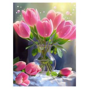 lot 20305 image: DOTZSO Diamond Painting Kits for Adults, Easy DIY 5D Round Full Drill Diamond Art kit Diamond Dot Crystal Gem Art and Craft for Beginners Home Wall Decor Flowers 12x16 Inches