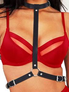 lot 20309 image: GEMILY Black Leather Chest Harness Belts Fashion Plus Size Body Harness for Woman