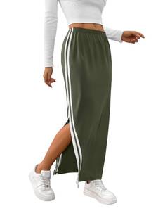 lot 20324 image: SOFIAftS CHOICE Women Long Skirts Maxi Pencil High Waisted Asymmetrical Skirt Dark Green Medium
