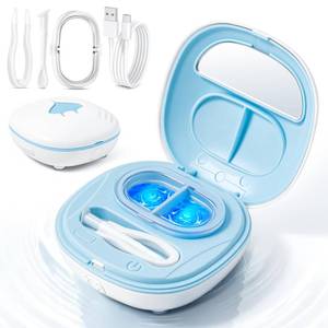lot 20370 image: Rechargeable Contact Lens Cleaner,Contact Lens Clean Machine with 3 Vibration Modes and Blue Light,360° High-Frequency Vibration for Cleaning Soft Lenses, Colored Contact Lenses (Blue, mini Size)