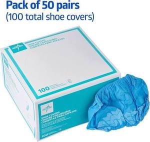 lot 1776 image: Medline Shoe Covers 100 Count Blue Spunbond Non-Skid