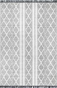 lot 1805 image: Diamond pattern white carpet brown diamond shapes 88in by 62in