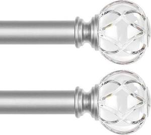lot 3342 image: AVANINA Curtain Rod Net Texture Transparent Ends 32-144 inches Silver
