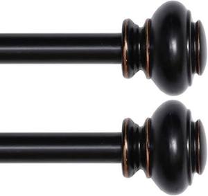 lot 3343 image: Turquoise black curtain rod. 2 pack. 16.2in - 90.6in