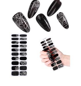 lot 2102 image: 2pack 20pcs Halloween Semi Cured Gel Nail Strips - Salon Quality DIY Wraps,UV Needed - Retail $10
