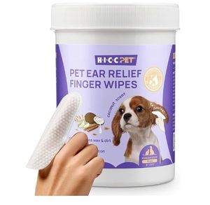 lot 2105 image: HICC PET Ear Cleaner Finger Wipes for Dogs, Cats, Small Animals, Vet-Trusted Dog Ear Infection Treatment to Relief Itchy & Inflammation, Clean Wax, Dirt, Stain & Odor, Hypoallergenic Unscented  - Retail $19