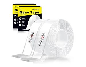 lot 2109 image: Double Sided Heavy Duty Extra Strong Adhesive Tape -IndoorOutdoor General Purpose Nano Tape for securing Picture Frames, Carpets. - Reusable and Without Leaving Adhesive Marks (2 Pack) - Retail $14