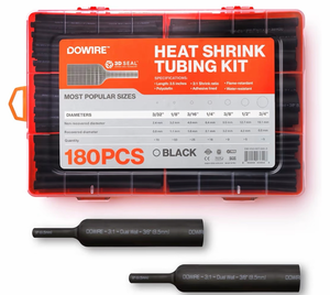 lot 2146 image: Heat Shrink Tubing Kit - 31 Ratio - Adhesive Lined - Wire Shrink Wrap Tubing - Waterproof Marine Grade Shrink Tube - 180 PCS - Black&nbsp